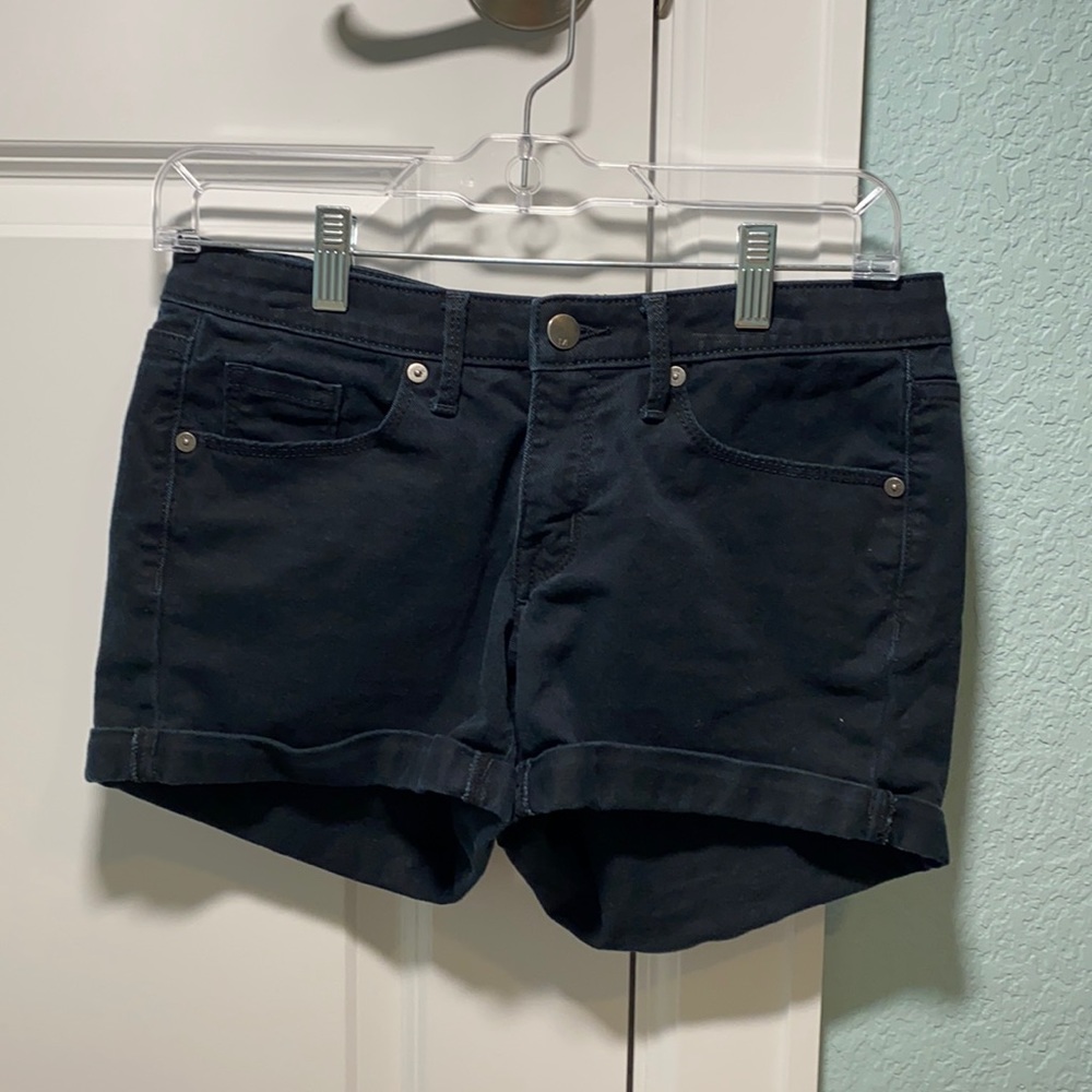 Black mid rise jean shorts